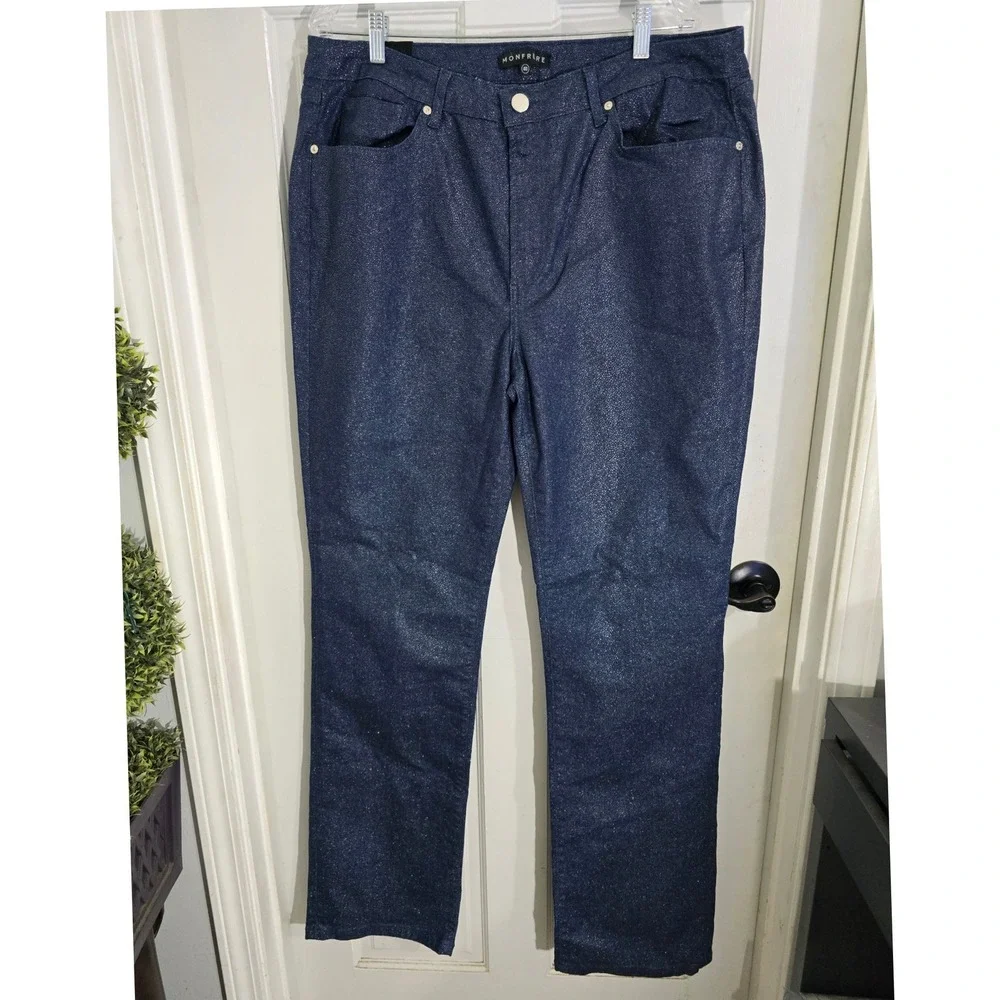 Monfrere Clint Bootleg Jeans‎ 40 Mens Stingray Blue Metallic Textured 1038J54425
